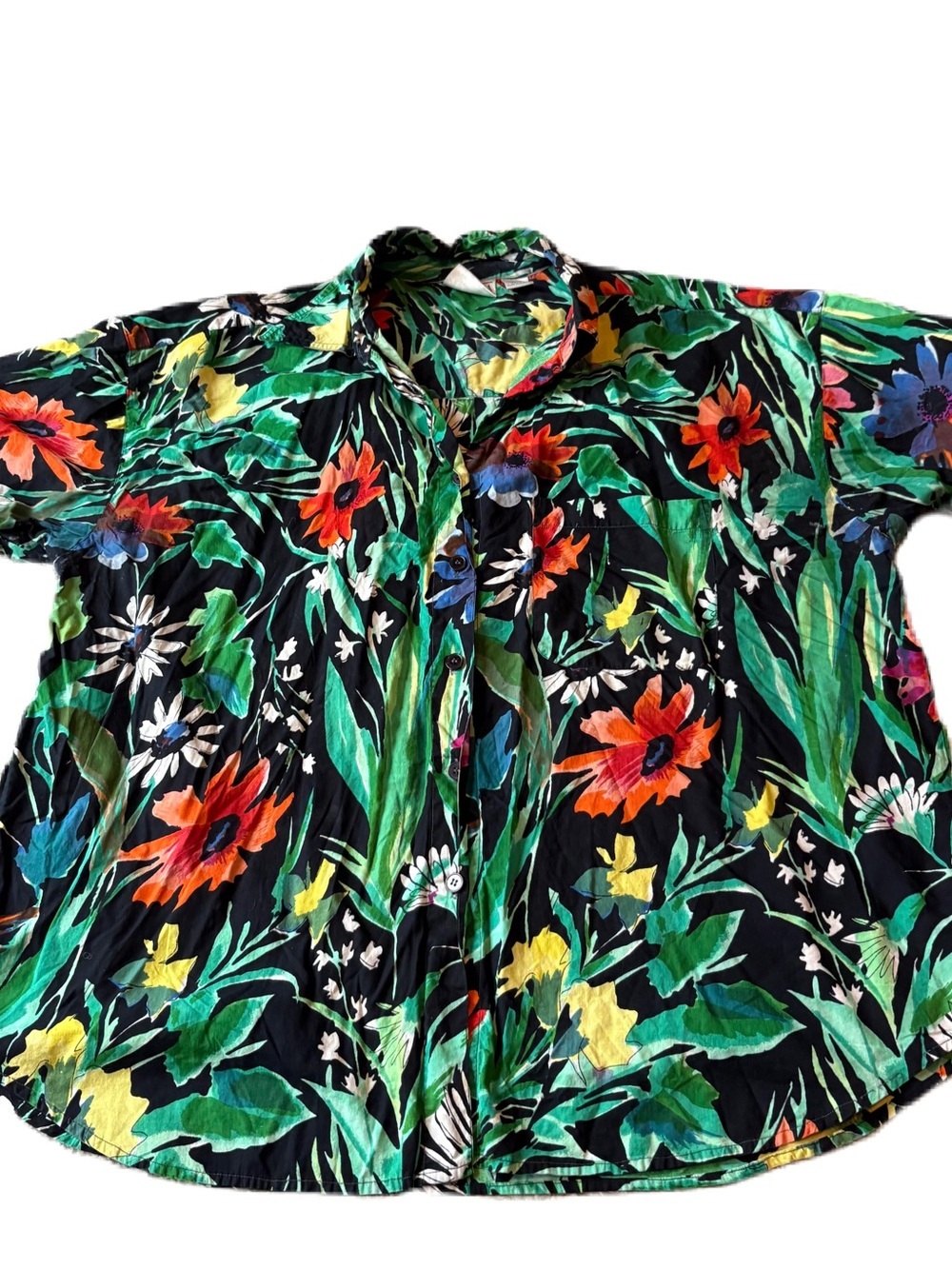 Vintage Venezia Vitale Tropical Button Down Shirt 22/24 Floral Hawaiian Green